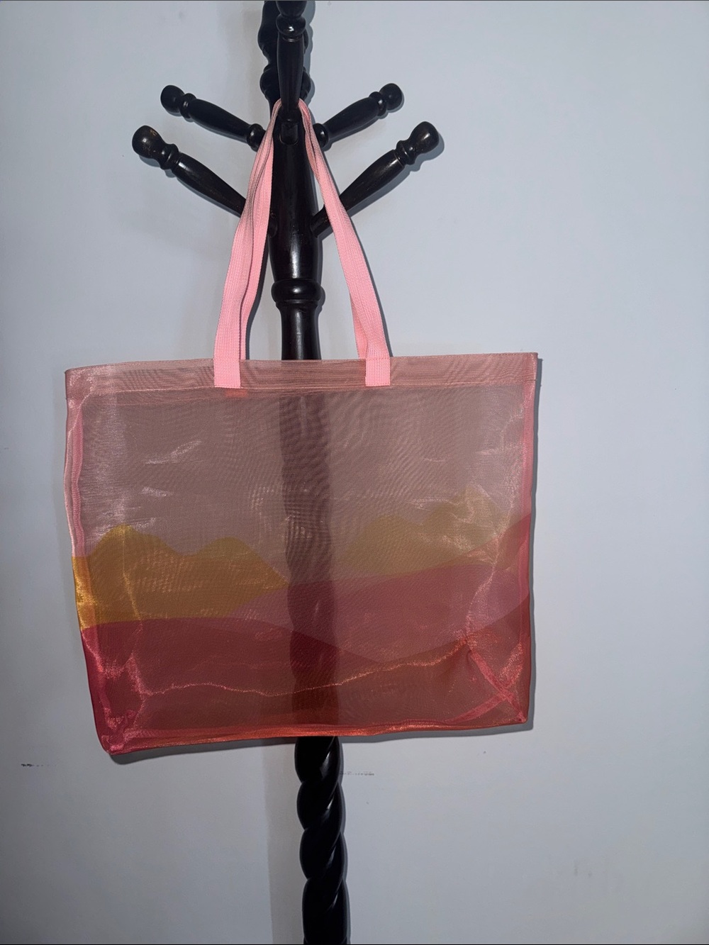 Pink Gradient Mesh Tote Bag - Lightweight Beach & Everyday Carry 43.M3